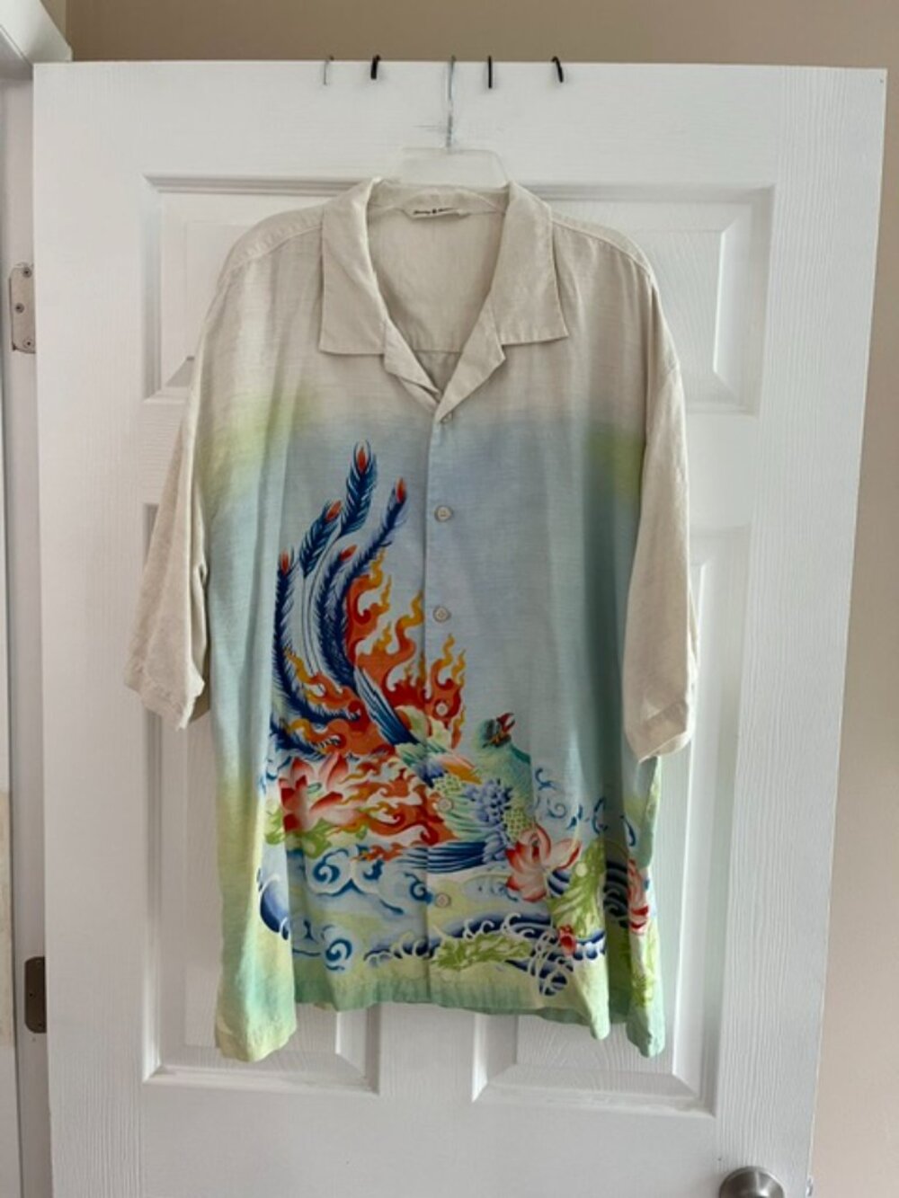 Tommy Bahama Print Silk Camp Shirt Size XL